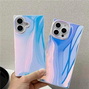 Iphone 16 15 14 Pro Pro Max Holographic Rectangle Cute iPhone Case  Colorful